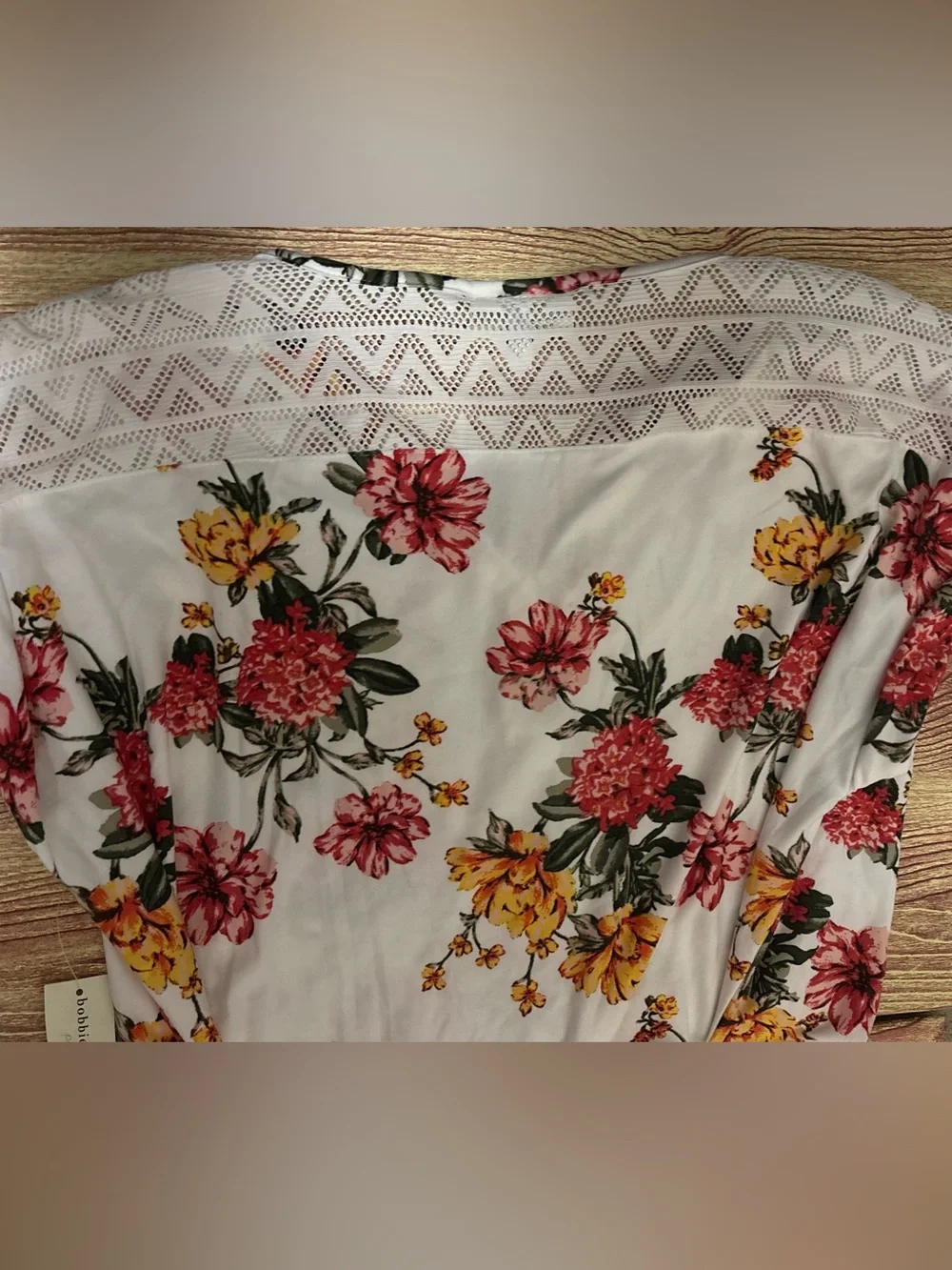 Bobbie Brooks White Tunic with Pink & Yellow Floral Print